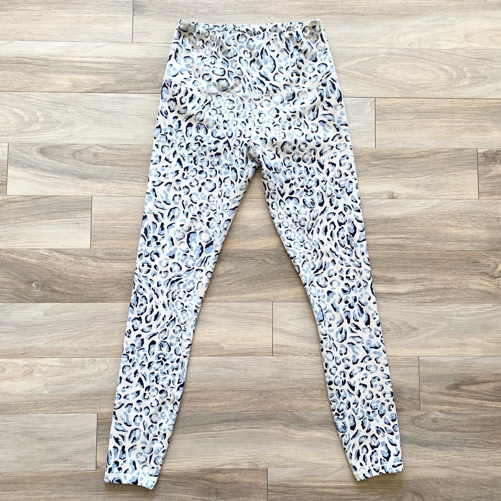 Varley High Rise Leopard Animal Cheetah Print Cream Leggings Tights Waisted